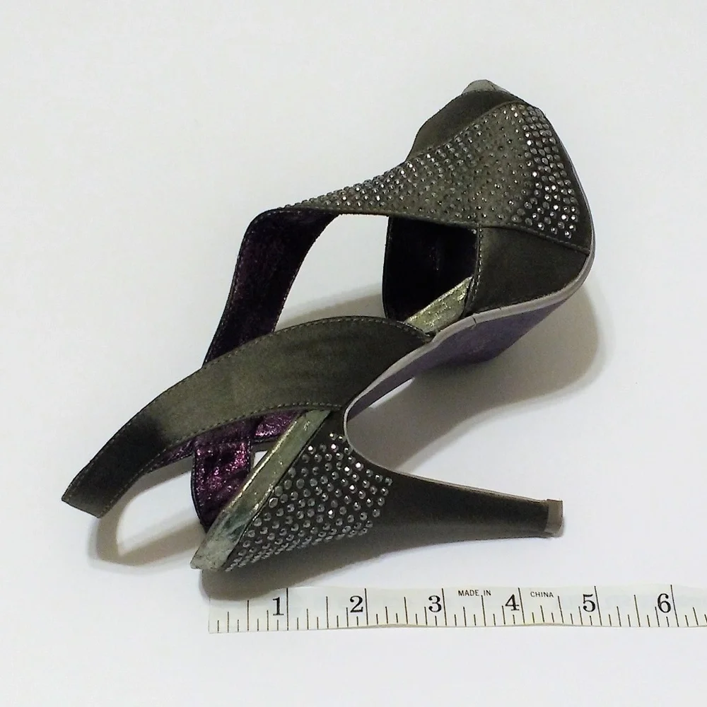 Poetic Licence London platinum crystal heels 8.5